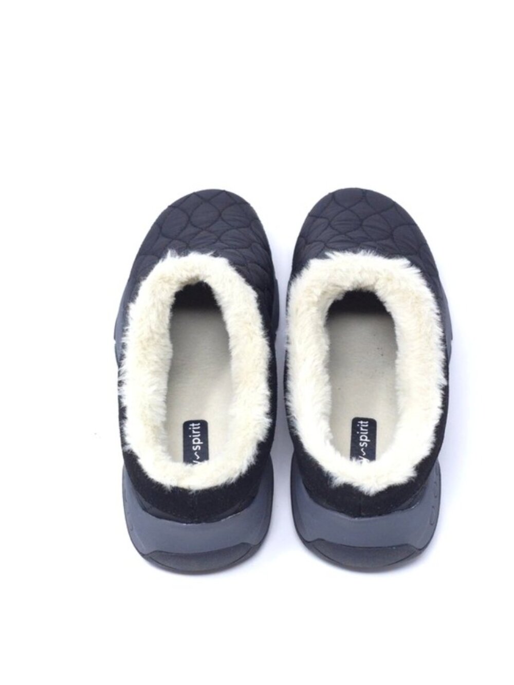 Easy Spirit Wimmy Black Shearling Quilted Clogs 7.5M Cozy Winter Mules - Picture 5 of 9